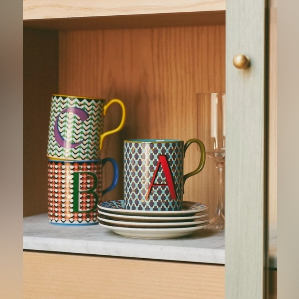 Anthropologie Parker stoneware monogram letter 'F' mug